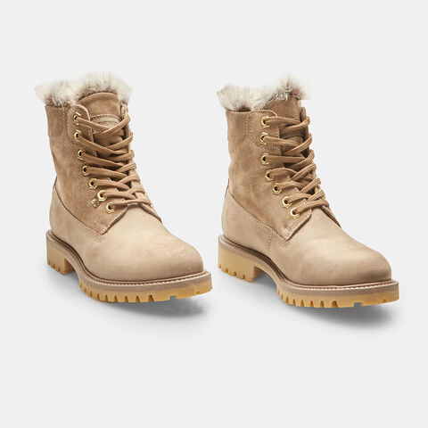 Dámské kotníkové boty s vnitřním kožíškovým lemem a flísovou podšívkou, hnědá