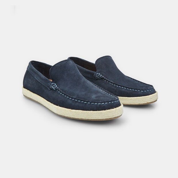 P&aacute;nsk&eacute; kožen&eacute; loafer espadrilky Baťa, modr&aacute;