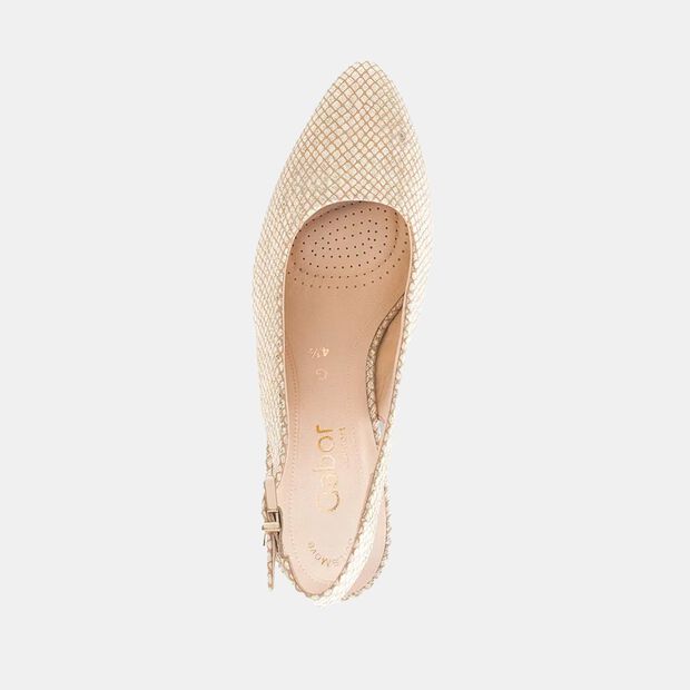 D&aacute;msk&eacute; kožen&eacute; slingback lodičky Gabor Comfort, b&iacute;l&aacute;