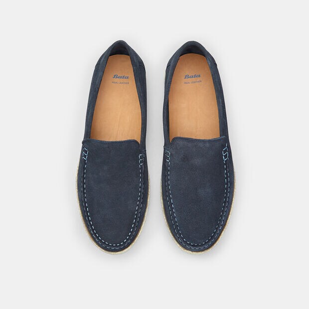 P&aacute;nsk&eacute; kožen&eacute; loafer espadrilky Baťa, modr&aacute;