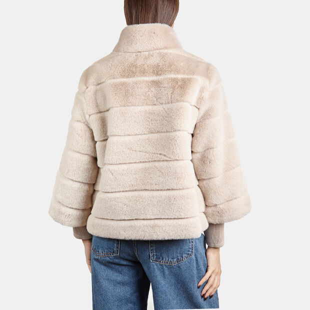 Krátký textilní kožíšek Baťa, béžová