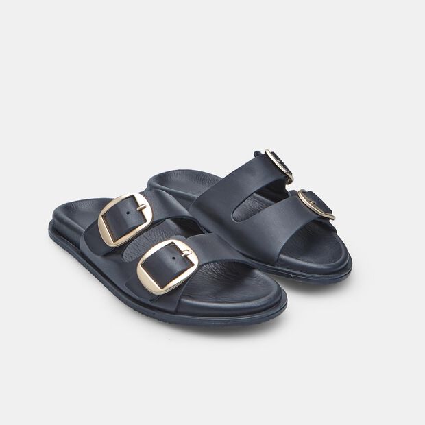 Kožené dámské letní pantofle Baťa, černá