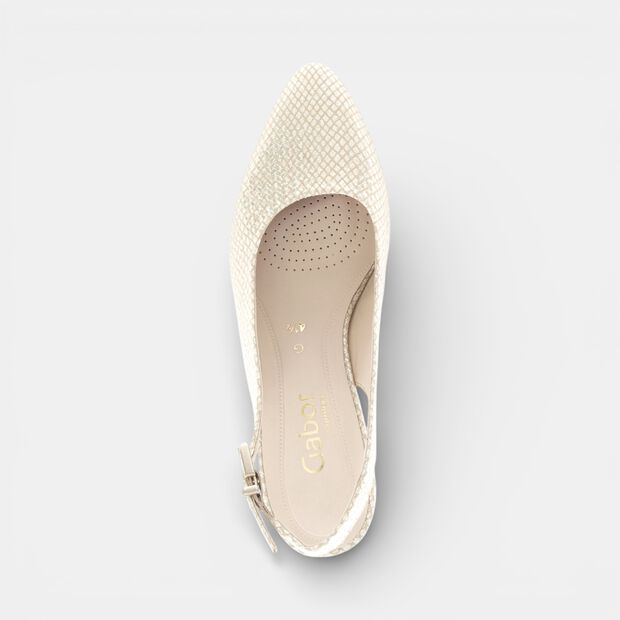 D&aacute;msk&eacute; slingback boty Gabor s v&yacute;střihem na n&aacute;rt, b&iacute;l&aacute;