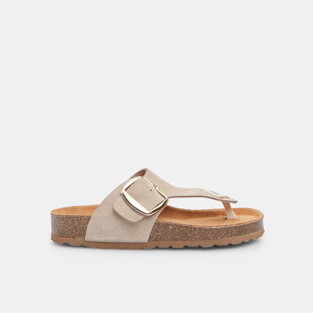 D&aacute;msk&eacute; kožen&eacute; footbed žabky, b&eacute;žov&aacute;