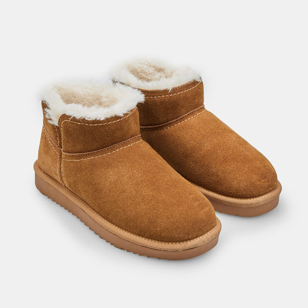 Women's suede ankle boot with Bata faux fur, Tan