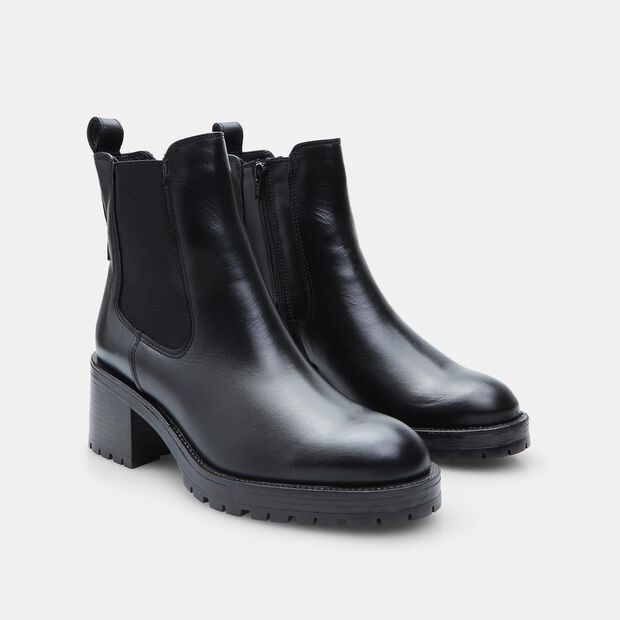 Women's Leather Ankle Boot, Black