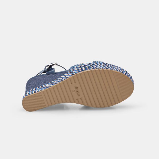 Women's Sandal with 9.5 cm Wedge BATA, Blue