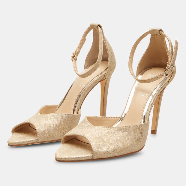 Damen Sandalen mit hohem Absatz und Riemen, Beige