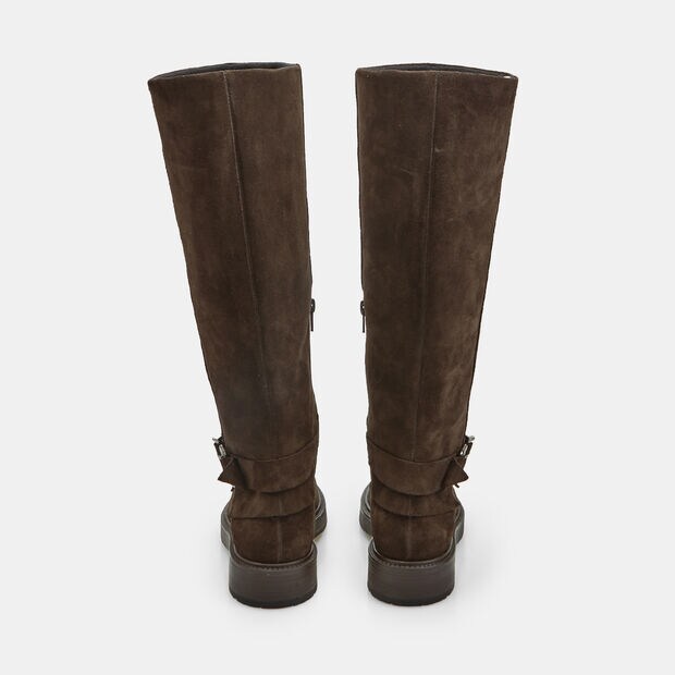 Women's suede boot with strap and buckle Bata, Brown