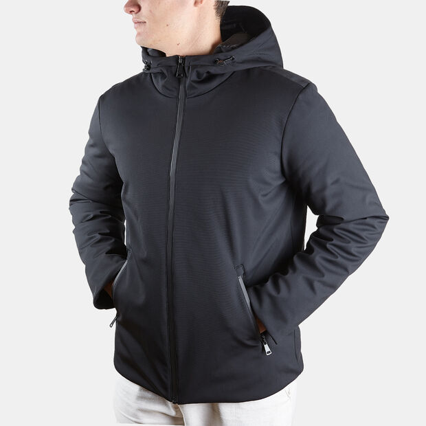 Men's padded jacket in technical fabric, Black