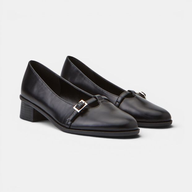 Damen-Pumps aus Leder mit Blockabsatz und Bata-Riemchen, 
