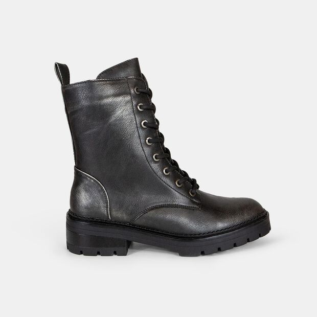 Women's Silver Combat Boots, Silver
