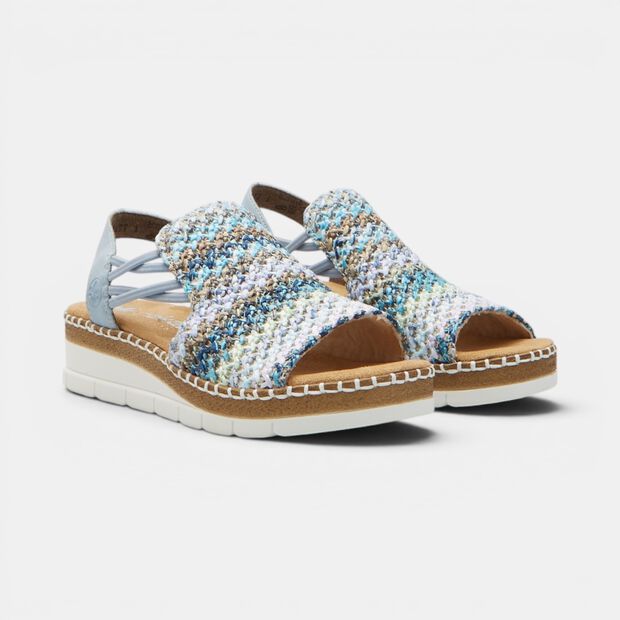 Women's woven fabric sandals by Rieker, Blue