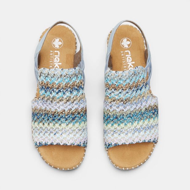 Women's woven fabric sandals by Rieker, Blue