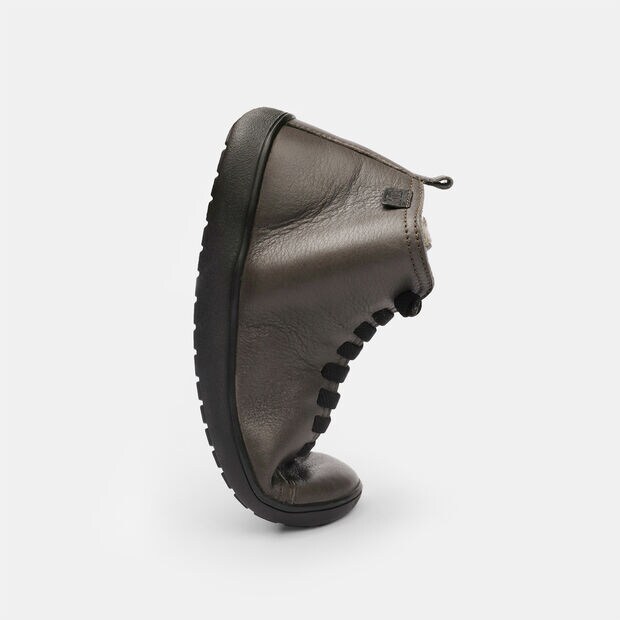 Damenleder-Barefoot-Stiefeletten mit Fell, Braun