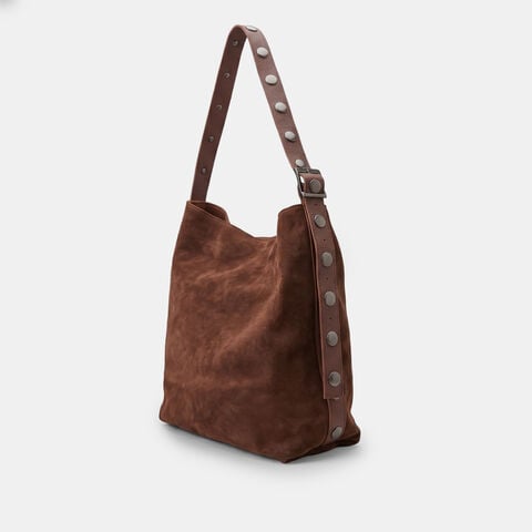 Sac hobo pour femme en daim Bata, Marron
