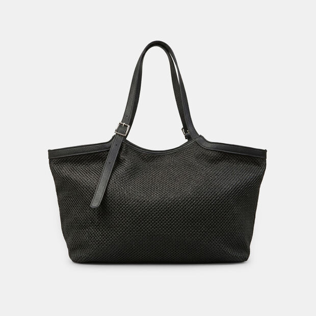 Bata women's raffia shopper bag, Black
