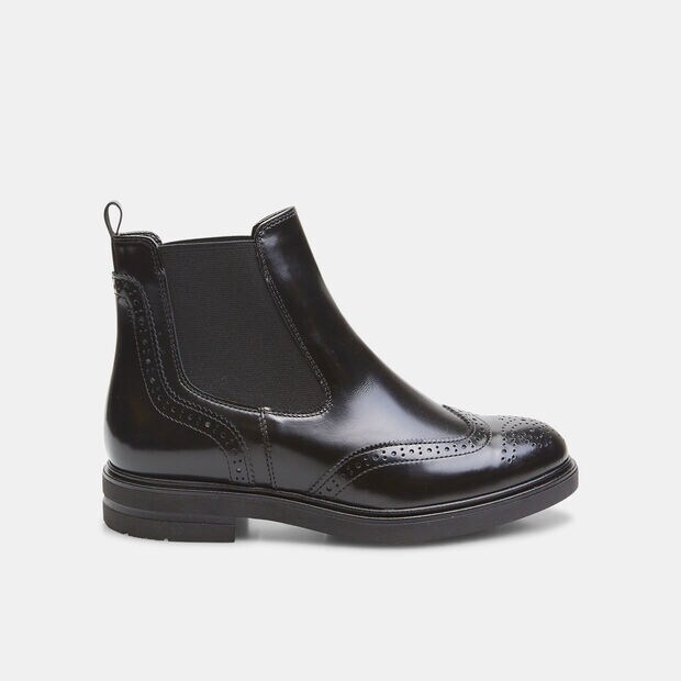Damen Chelsea Boots aus lackiertem Leder, Schwarz