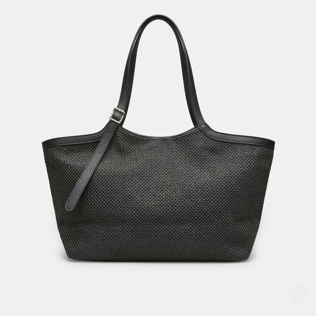 Bata women's raffia shopper bag, Black