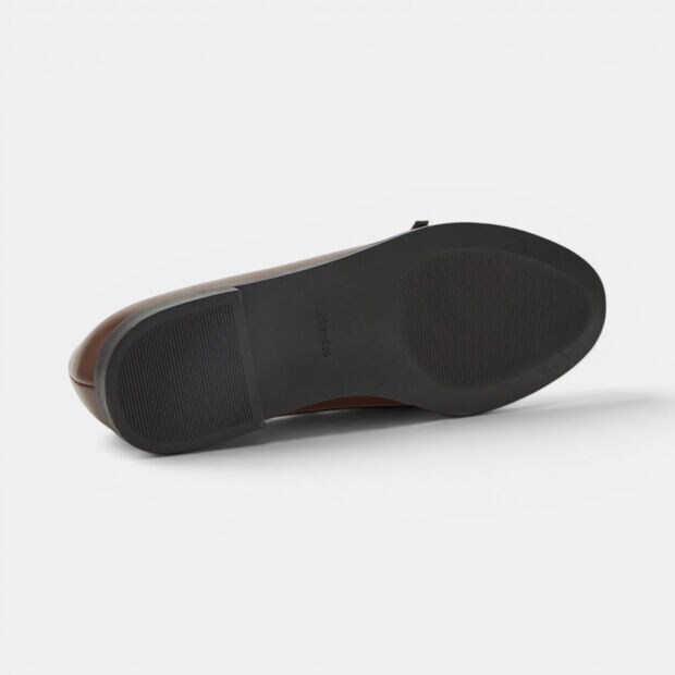Leather ballerina with Bata strap decoration, Brown