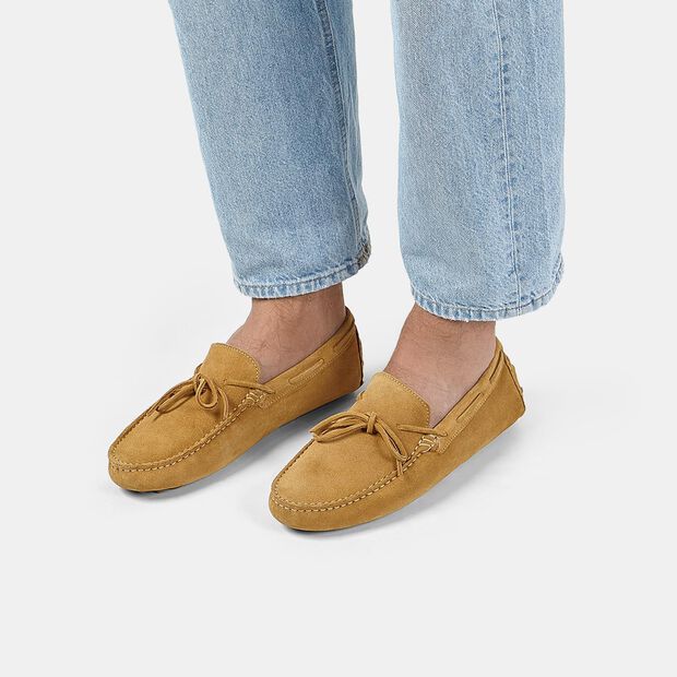 BATA Men's Suede Loafers, Yellow
