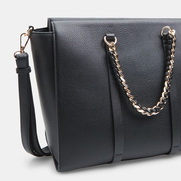 Ladies' shopper with chain handle, Black