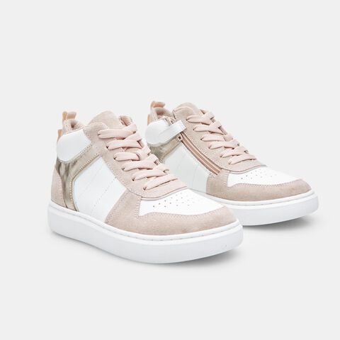Mädchensneaker mid aus Leder, Rosa