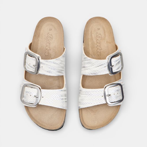 Fussbett sandal with double strap and buckle Bata, White