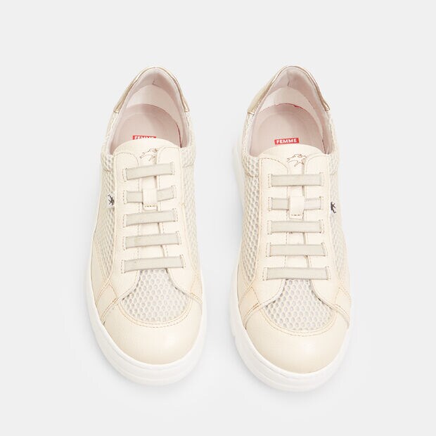 Fluchos Damen-Sneakers aus Leder, Beige