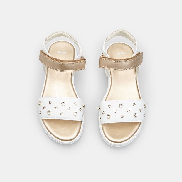 Bata girls' sandals with platform sole, White