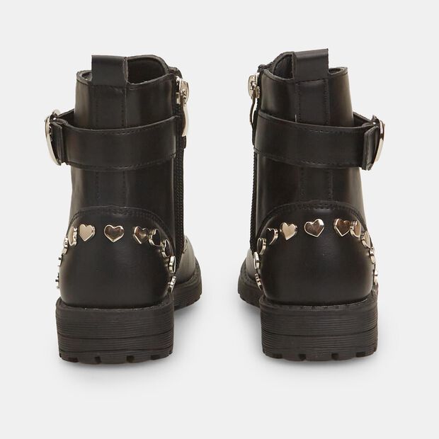 Mädchen Combat-Boots mit Herzen, Schwarz
