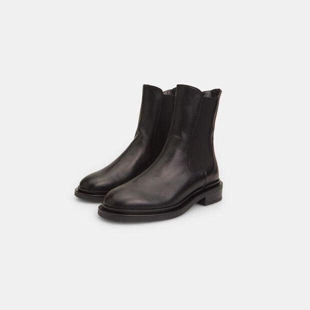 Damen Chelsea Stiefelette aus Leder, Schwarz