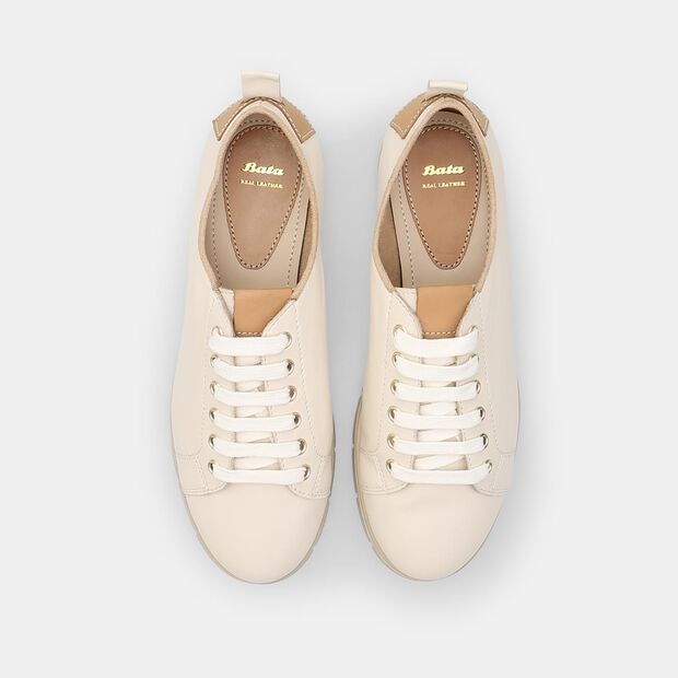 Stilvolle Damen Sneaker mit Schn&uuml;rung, Beige
