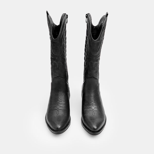 Frauen Cowboy Stiefel mit 3,5 cm Absatz, Schwarz