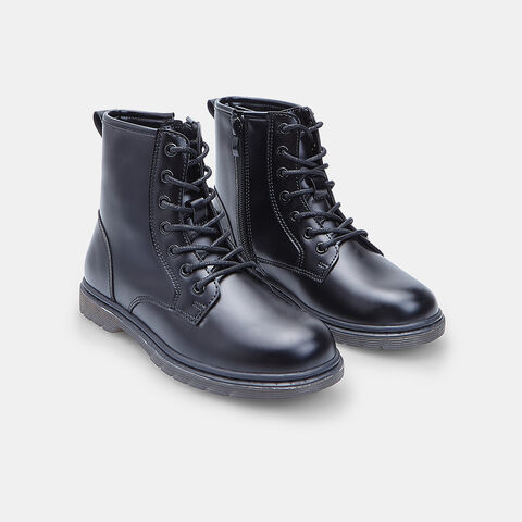 Bottes à lacets et zip, Noir