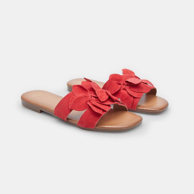 Mules avec d&eacute;coration florale BATA, Rouge