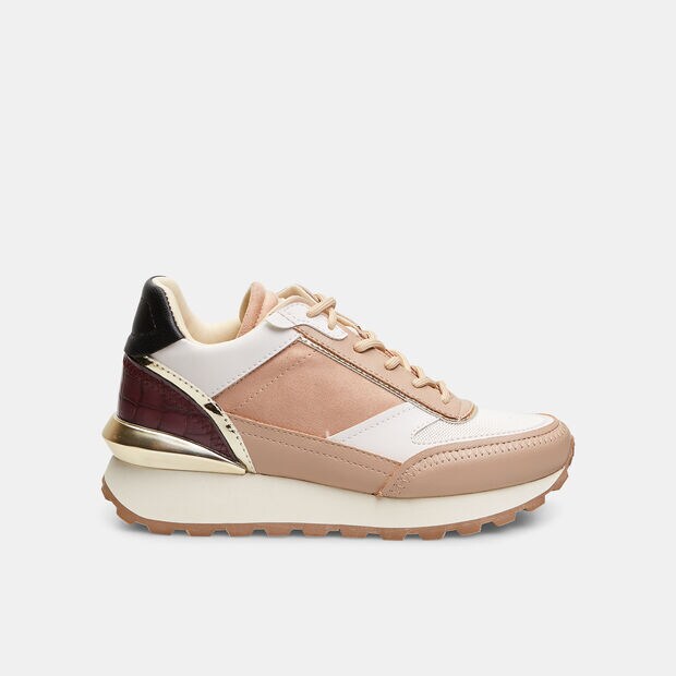 Sneakers de mujer con suela alta e inserciones, Beige