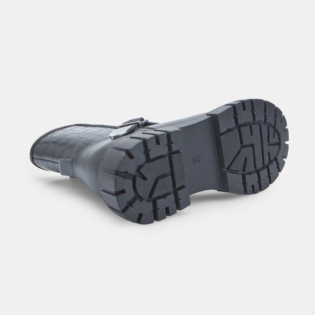 Stiefelette für Mädchen mit Schnalle und Krokodillederprägung Bata, Schwarz