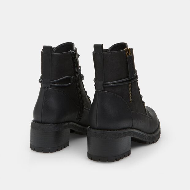 Damen Kampfstiefel mit seitlichem Rei&szlig;verschluss, Schwarz