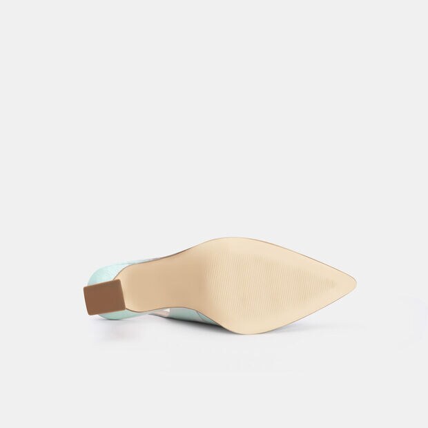 Slingback Damenschuhe aus Leder mit 10 cm Absatz, 