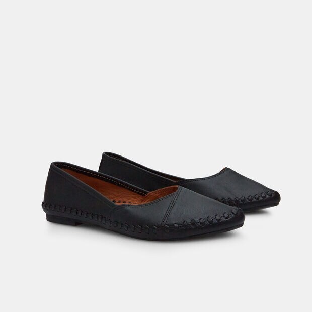 Women's leather ballerina shoes, 