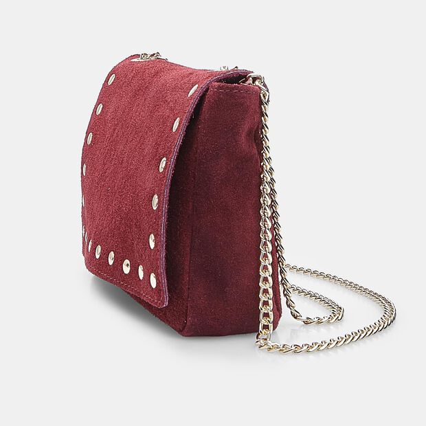 Women's suede crossbody bag with studs Bata, Bordeaux