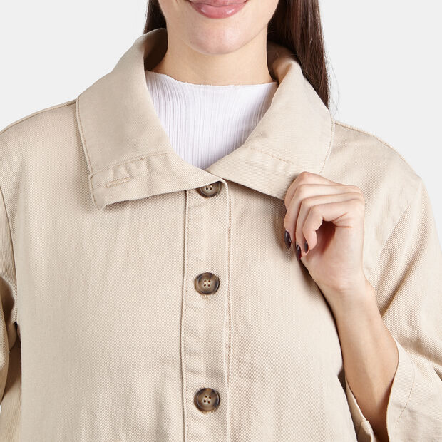 Women's denim jacket with collar and buttons, 