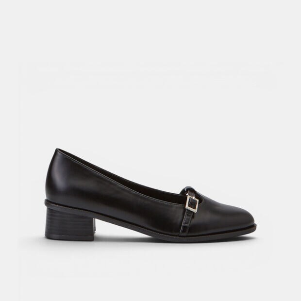 Damen-Pumps aus Leder mit Blockabsatz und Bata-Riemchen, 