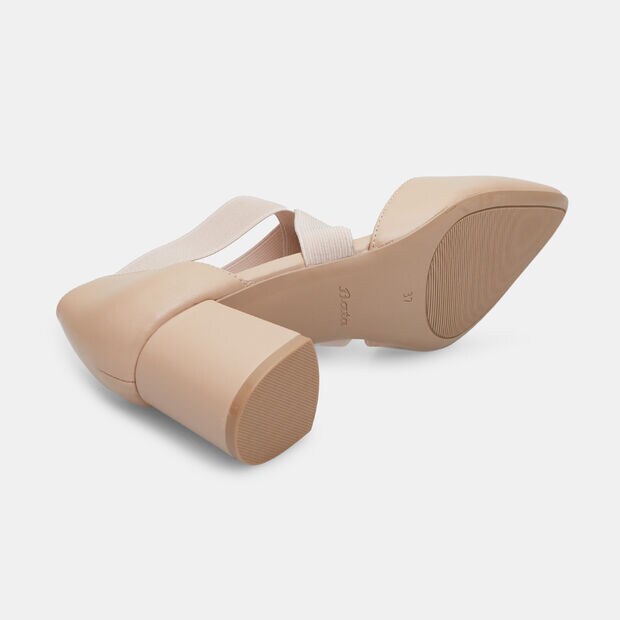 Leather heel pumps for women BATA, Beige