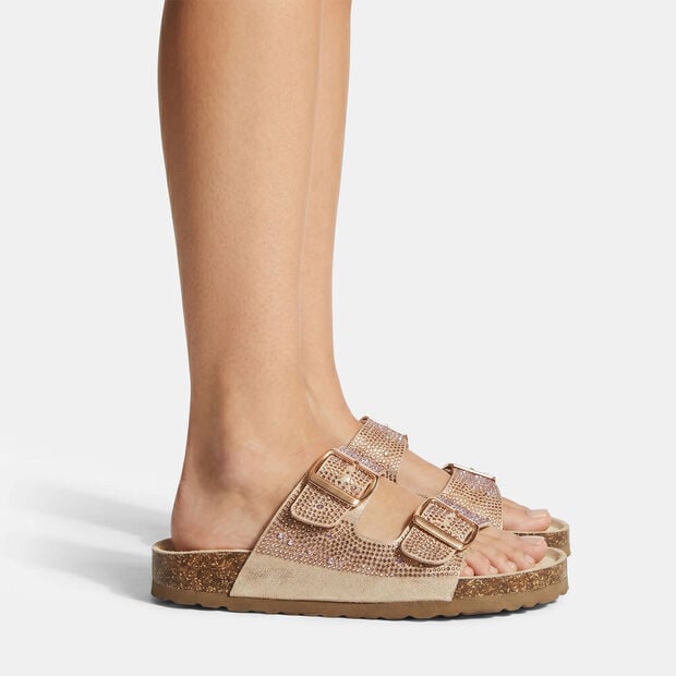 Damen-Slides mit Mikro-Strass, 