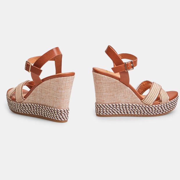 Women's Sandal with 9.5 cm Wedge BATA, Gold