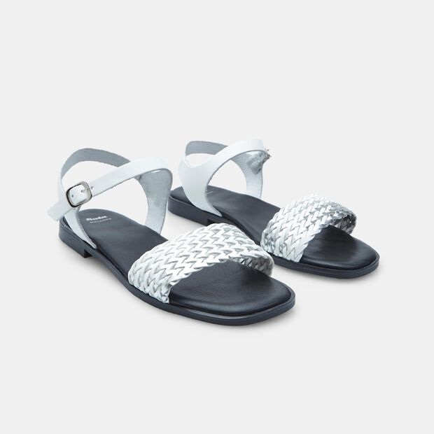 BATA Women's Braided Strap Sandals, Silver