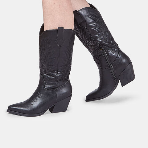 Damen-Westernstiefel mit Absatz Bata, Schwarz