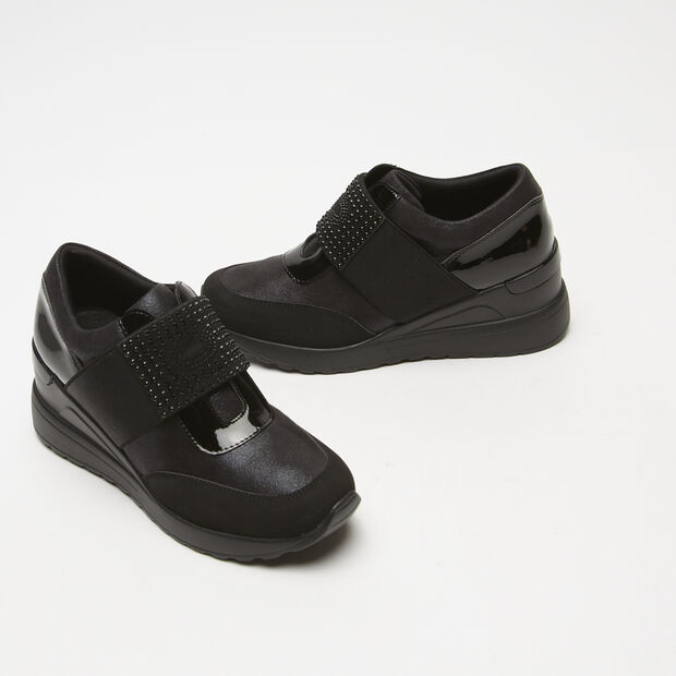 Damen-Sneaker mit Keilabsatz, Schwarz